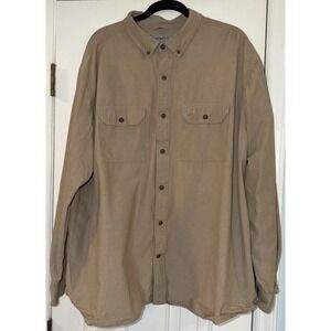 Carhart Relaxed Fit Mens 3XL Tan Chambray Long Sleeve Button Down Shirt S202 256